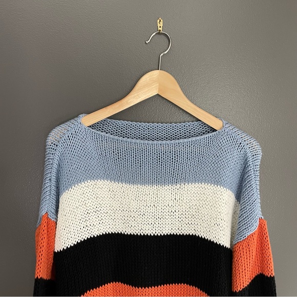 Hand Knit Handmade Pima Cotton Striped Sweater - Picture 5 of 5